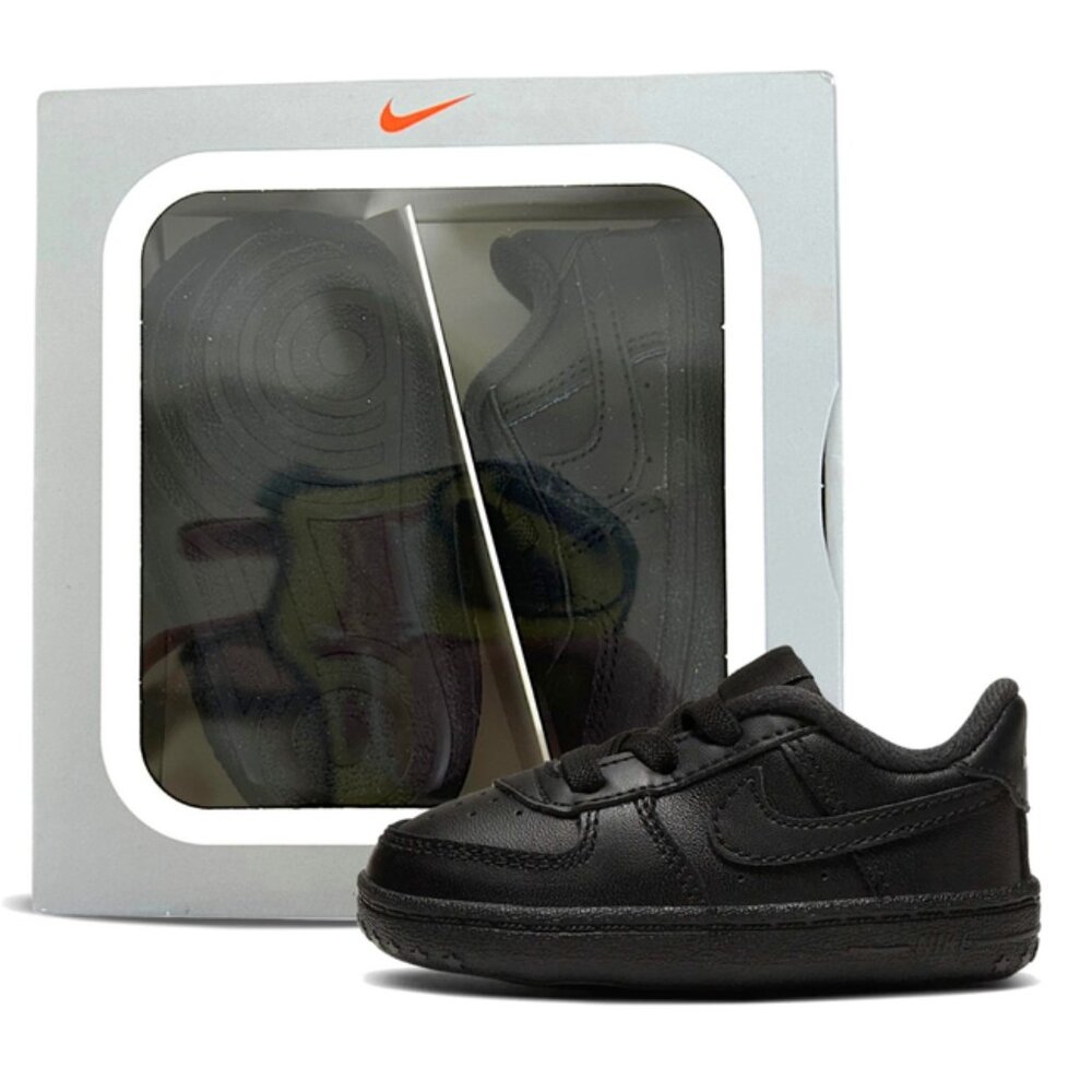 Nike Infant Air Force 1 Crib Casual Shoes (Black/Black/Black)